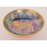 A 1920s Wedgwood 'Ordinary Lustre' shallow footed bowl designed by Daisy Makeig-Jones decorated