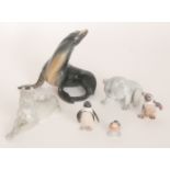 Six assorted Danish figures of animals to include a Bing and Grondahl seal,