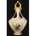 A Royal China Works, Worcester posy vase of basket form,