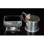 A George III hallmarked silver rectangular pedestal open salt with gadroon border,