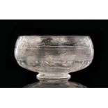 A small late 19th Century Thomas Webb & Sons clear crystal bowl of footed ovoid form,