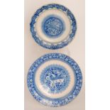 Two late 19th to early 20th Century continental tin glazed chargers both decorated in blue and