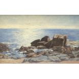 JAMES SMITH MORLAND (1846-1921) - A rocky coastline, oil on canvas, signed and dated 1902, framed,