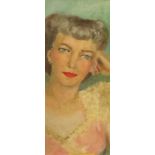 ENGLISH SCHOOL (CIRCA 1950) - Portrait of a glamorous lady, oil on board, framed,