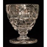 A 1930s Stuart & Sons cut crystal bowl designed by Ludwig Kny of footed ovoid form decorated with