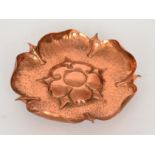 A mid 20th Century copper bowl modelled as a Tudor rose flower head,