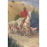 GERMAN SCHOOL (19TH CENTURY) - A huntsman with hounds, oil on board,