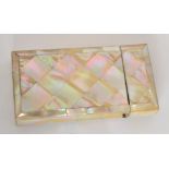 A 19th Century mother of pearl neccesaire or card case of hinged rectangular form