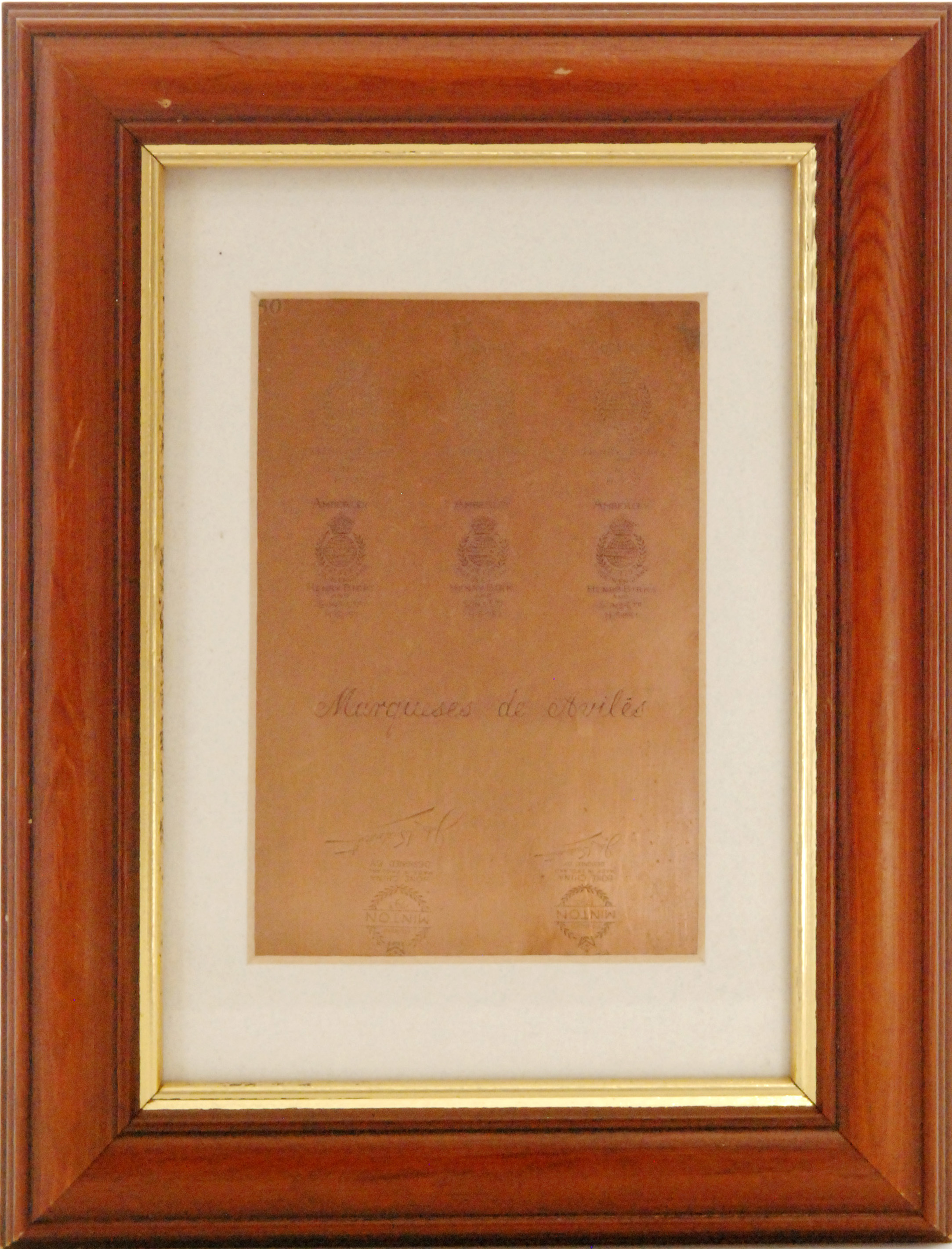 A later 20th Century copper lithograph printing plate engraved with six Minton Amberley Henry Birks