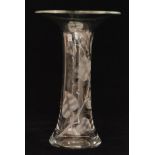 A later 20th Century German crystal glass vase by Christinehutte of cylindrical form with wide