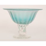 A large contemporary studio glass bowl by Anthony Stern of fluted circular form with a wide flat