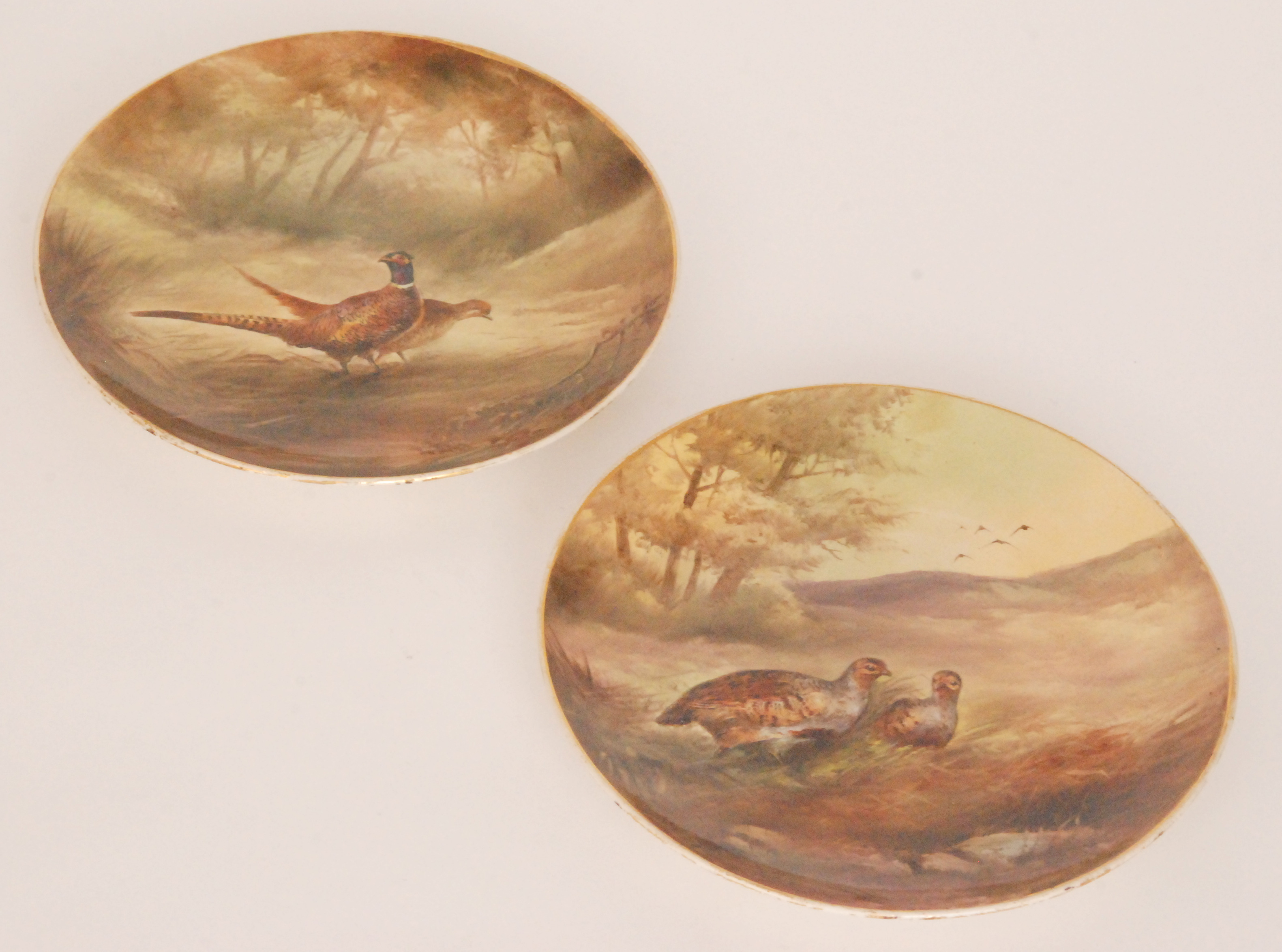 A pair of late 19th Century plates hand painted by J.