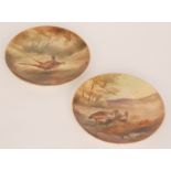 A pair of late 19th Century plates hand painted by J.