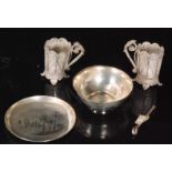 An Egyptian silver circular dish and bowl,