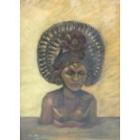 EILEEN CURNOW (MID 20TH CENTURY) - 'Carved head of a Balinese Dancer', pastel, signed,