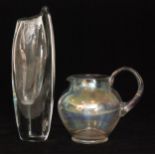 A post war Shark Tooth crystal glass vase designed by Gunnar Nylund for Strombergshyttan, Sweden,