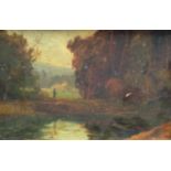 FRENCH SCHOOL (EARLY 20TH CENTURY) - A figure in a river landscape, oil on canvas,