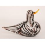 A later 20th Century glass figure of a duck,