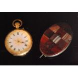 An early 20th Century 18ct lady's crown wind fob watch,