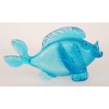 A 1930s John Walsh Walsh figure of a stylised fish with applied features over the blue crackle