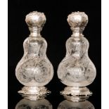 In the manner of Baccarat - French - A pair of late 19th Century clear cut crystal scent bottles of