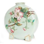 Minton - A late 19th Century moon flask decorated with transfer and hand tinted dog roses and