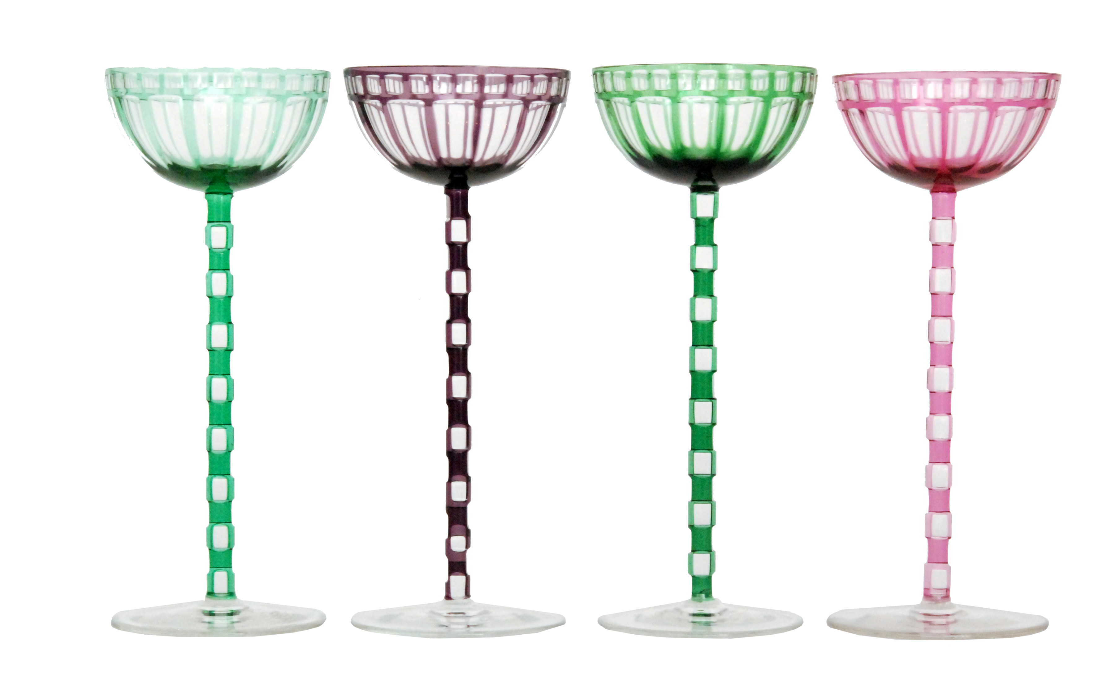 Otto Prutscher - Meyr's Neffe - A set of eight stemmed wine glasses in a range of colours to - Image 3 of 3