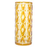 Johann Oertel & Co - Haida - An early 20th Century cut crystal glass vase of cylindrical form cased