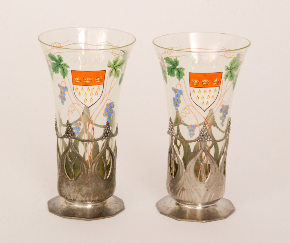 Orivit - A pair of late 19th Century shot glasses of flare cylindrical form,