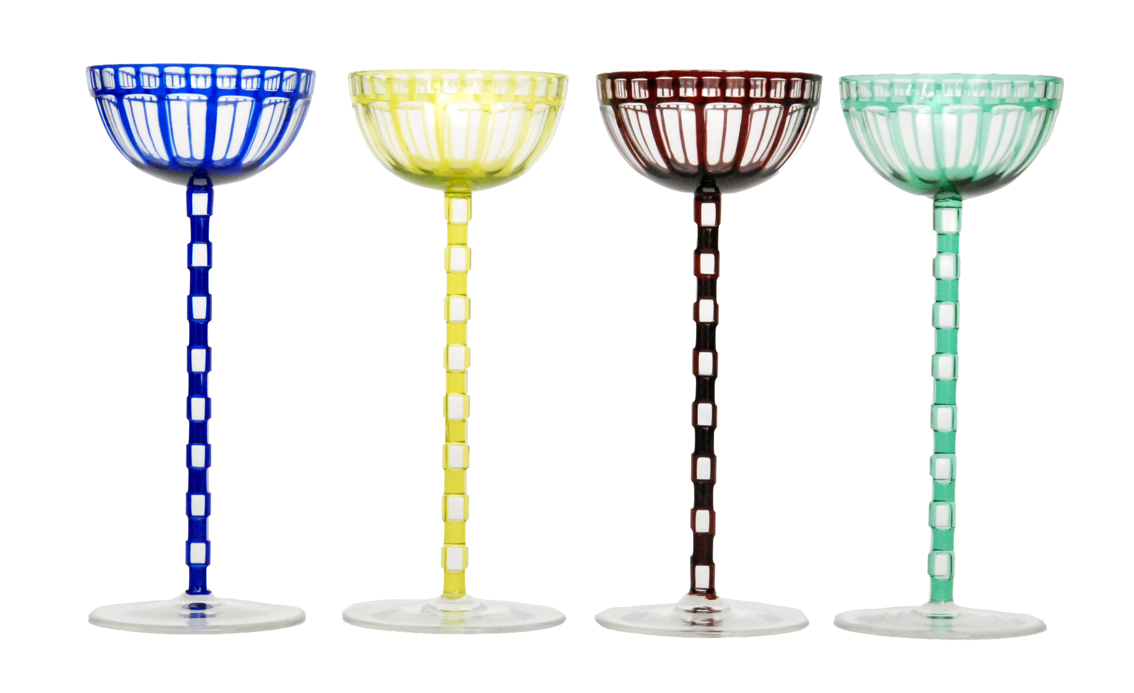 Otto Prutscher - Meyr's Neffe - A set of eight stemmed wine glasses in a range of colours to - Image 2 of 3