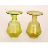 Loetz - A pair of early 20th Century vases of shouldered ovoid form with slender necks and a wide