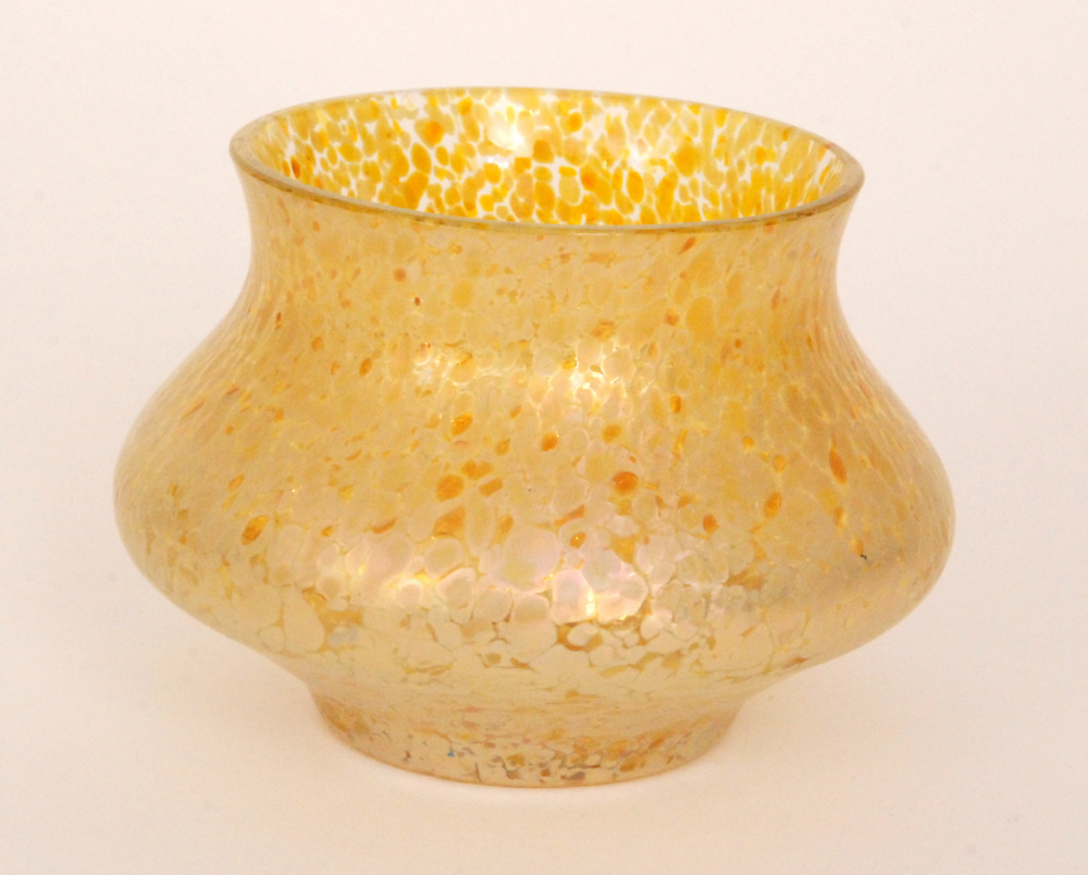 Loetz - An early 20th Century posy bowl of low shouldered form with an everted rim decorated in