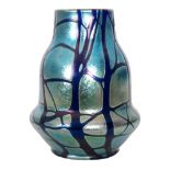 Loetz - An early 20th Century glass vase of footed double gourd form with collar neck,