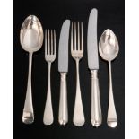 A part canteen of hallmarked silver Old English pattern cutlery for twelve place settings