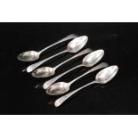 A set of six George III hallmarked silver Old English pattern tea spoons with engraved Griffin to