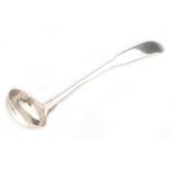 A Scottish provincial silver fiddle pattern toddy ladle, length 15cm, Arbroath 1835 - 1850,