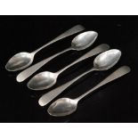 A set of five Scottish provincial silver Old English pattern teaspoons,