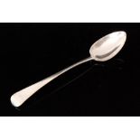 A hallmarked silver Old English pattern basting spoon of plain from, engraved initials to terminal,