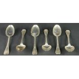 A fine heavy matching set of 6 early Victorian English silver Table Spoons, by Elizabeth Eaton,