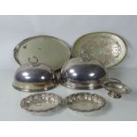 Two large oval silver plated Trays, each with pierced gallery,