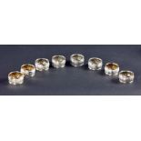 An attractive matching set of 8 English silver Napkin Rings, Birmingham c.