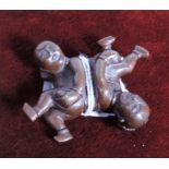 A very small 19th Century Chinese bronze Group, "Children Playing.