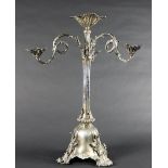 A large and unusual 19th Century silver plated Centrepiece / Candelabra, with small centre bowl,