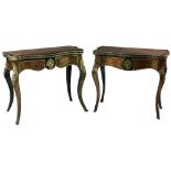 A good almost matching pair of 19th Century red Boulle Card Tables, profusely decorated with