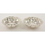 An unusual pair of large circular silver Bon Bon Dishes,