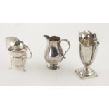 A group of 3 English silver Cream Jugs, London & Birmingham, including a small sparrow beak Jug.