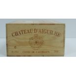 Wine - Red Bordeaux: 2000 Chateau d'Aiguilhe Cotes de Castillon, 12 Bottles, wooden case, unopened.