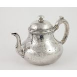 An early Victorian English silver Teapot, of Queen Anne design,