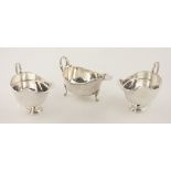 A pair of plain English silver Sauceboats, Birmingham, c.