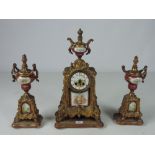 A good quality and attractive 19th Century French gilt metal and porcelain Clock Garniture,